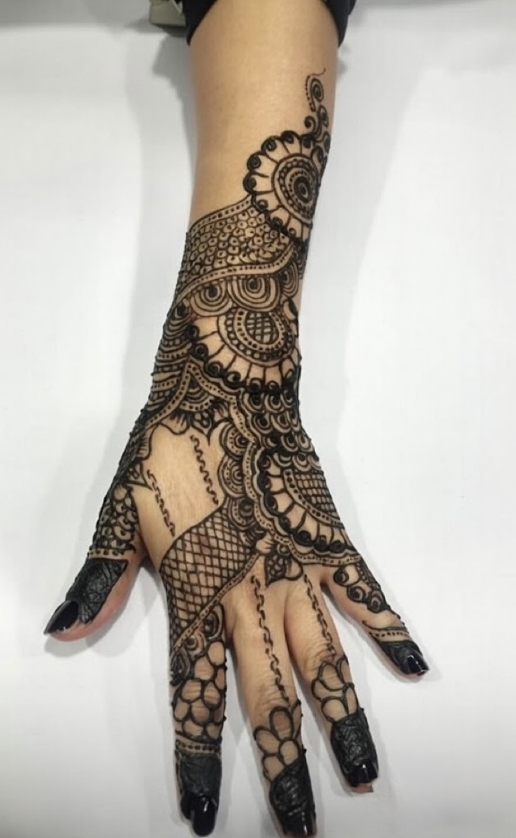 Henna design detail on hand